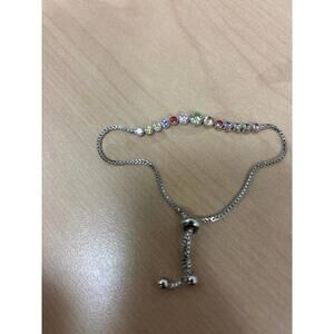 Graduated Pastel Crystal Tennis Bolo Bracelet